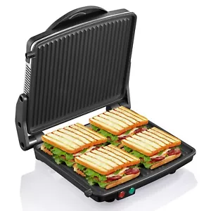 4 Slice Sandwich Maker Non-Stick Panini Press Grill, Opens 180° Removable Tray - Picture 1 of 7