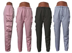 Girls Cargo Bottoms Casual Pure Colour Trousers Waistband Drawstring Pants 5-13 - Picture 1 of 5
