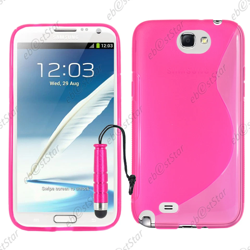 Etui Coque Silicone S-line Rose pour Samsung Galaxy Note 2 N7100 + Mini Stylet - Photo 1/1