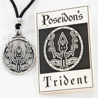 KRAKEN HALSKETTE POSEIDONS DREIZACK Riesen Tintenfisch Anhänger Griechisch Gott des Meeres Ozeans - Bild 1 von 3