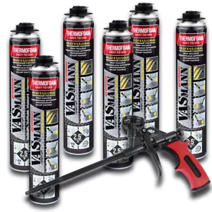 Sprüh Dämmung Fassaden, Dach, Wohnmobil, Keller, Haus, Auto, 6 x 890ml + Pistole - Afbeelding 1 van 10
