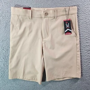 NWT Johnston & Murphy XC4 Boys Shorts Large 12 14 Flat Front Zip Dark Beige - Picture 1 of 12