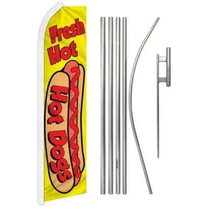 Hot Dogs Swooper Advertising Flag & Pole Kit - Picture 1 of 8