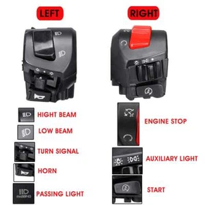 7/8" Motorcycle Handle Bar Left Right Switches Horn Turn Signal Headlight Switch - Foto 1 di 14