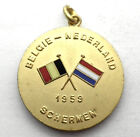 BELGIUM NETHERLANDS 1959 Fencing Medal 30mm 14g Gold Plated Bronze. E13.2