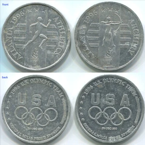 A021b General Mills Atlanta 1996 Olympiad, Athletics & Archery, 2 tokens, 39mm - Picture 1 of 3