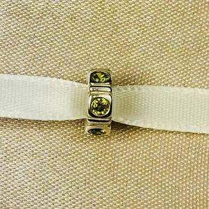 Pandora Trinity Peridot CZ Spacer Bead Charm Sterling Silver Retired - Picture 1 of 1