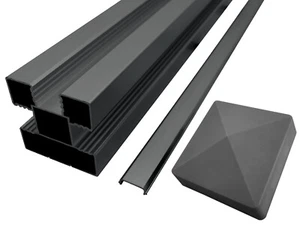 WPC Sichtschutz Zaun Zaunpfosten Aluminium Pfosten anthrazit 190 x 6,8 x 6,8 cm - Bild 1 von 10