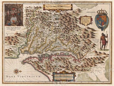 1630 Virginia Colonial Jamestown Historic Vintage Style Wall Map - 24x32 - Image 1 of 3