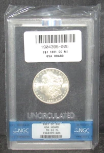 1881 CC Morgan Dollar GSA Hoard NGC MS 63 PL SCATOLA ORIGINALE E CERTIFICATO DI AUTENTICITÀ - Foto 1 di 8