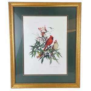 Cardinal Birds Art Print Carolyn Mejstrik Signed AP Limited Edition Framed 24" - Picture 1 of 14