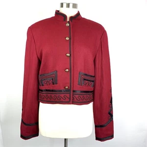Vintage Cambridge Dry Goods Maroon & Black Military Goth Medieval Jacket Size 14 - Picture 1 of 8