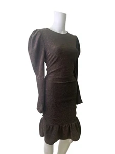 Insta Girl Glitter Dress Size XS Womens EU34 Gold Glitter Stretch Lurex Fitted - Picture 1 of 11