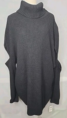 Suéter Bar III Talla Grande 4X Cuello Alto Recortado - Negro Profundo Acanalado Tejido Cuello Nuevo con Etiquetas Foto 1 de 4