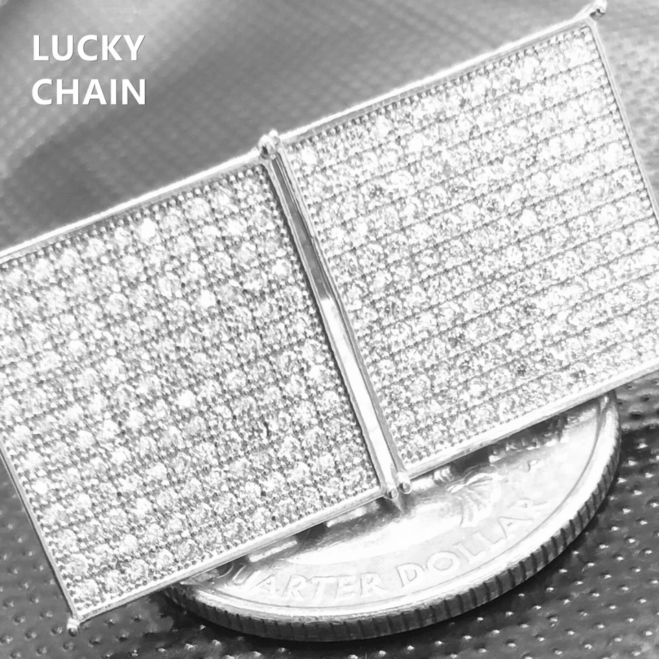 PENDIENTE CUADRADO BLING OUT PLATA ESTERLINA 925 PARA HOMBRE 16mm Foto 1 de 1