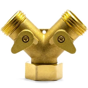 Little Gardener 2 Way Brass Hose Splitter - All Metal Body - Y Connector and ... - Picture 1 of 9