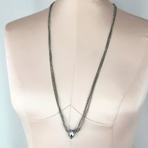 Simply Vera by Vera Wang Necklace Long Dark Silver Lavender Pendant - Picture 1 of 3