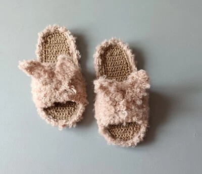 Beige women cute bunny slippers house non-slip sole fluffy rabbit Pink Shoes - Image 1 of 4