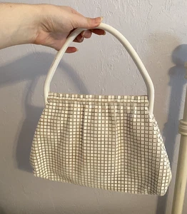 Vintage 1960s Plastic Tile White Lucite Purse - Picture 1 of 3