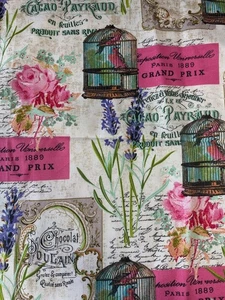 Bunter Vogelkäfig & Blumen Stoff Meterware 34x44 Bruder Schwester Design Studio - Bild 1 von 4