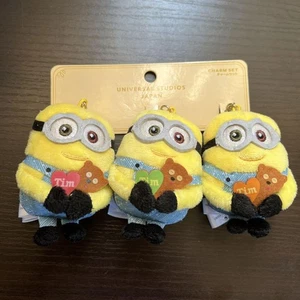 Minion Heart Charm Set 3 Pieces Plush Material 8cm Japan Studio Collectible - Picture 1 of 1