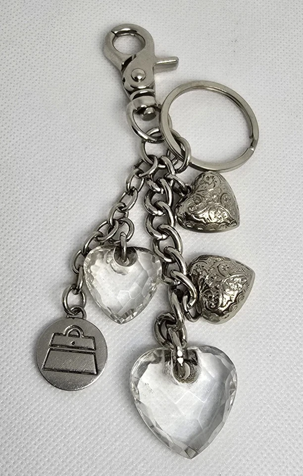 Kathy Van Zealand Plata Cristal Corazón Llavero Bolso Dije Accesorio Regalo Foto 1 de 2