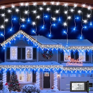 670 66ft Christmas Lights with 148 Drops, 12 Lighting Modes Blue & White Chri... - Bild 1 von 6