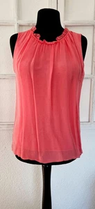 Italy Julia Wang Seidentop/Bluse Rüsche ohne Arm doppellagig one size in Lachs - Bild 1 von 4