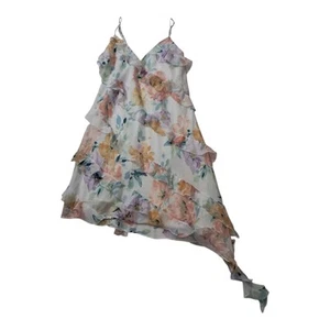 NWT Abercrombie & Fitch Dress Women's Large Ivory Mini Floral Ruffle Romantic - Picture 1 of 13