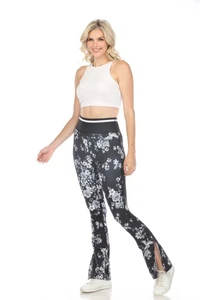 Johnny Was Black Bee Active Babybell Floral With Side Slit Legging Boho Chic A14 - Picture 1 of 12