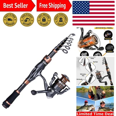 Bronze Warrior Telescopic Fishing Rod & Reel Combo – 5.91ft Ultra-Sensitive Gear - Image 1 of 4