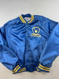 Chalk Line Milwaukee Brewers Baseball Gr. XL blau Satin Jacke bestickt - Bild 1 von 8