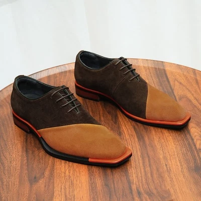 Мужские бархатные кожаные туфли бизнес соединять шнурует вверх остроконечный носок бизнес-туфли - Изображение 1 из 4