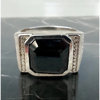 Anillo de motociclista gótico para hombre piedra negra acero inoxidable estilo vintage gótico talla 11 Foto 1 de 4