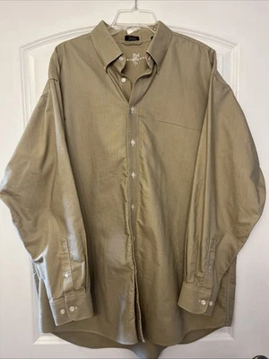 Camisa Ashworth Hombres Caqui Manga Larga Golf Botón 100% Algodón Logo Bordado XL Foto 1 de 4