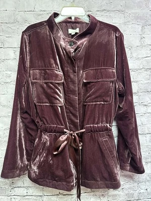 Chaqueta Loft Mujer Terciopelo Rosa/Púrpura Botón Corbata Talla XL  Foto 1 de 3