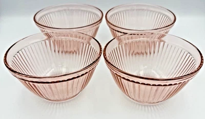 4 tigelas de cereais vintage Federal Glass B-10 rosa depressão 5 1/4” redemoinho com nervuras - Imagem 1 de 4