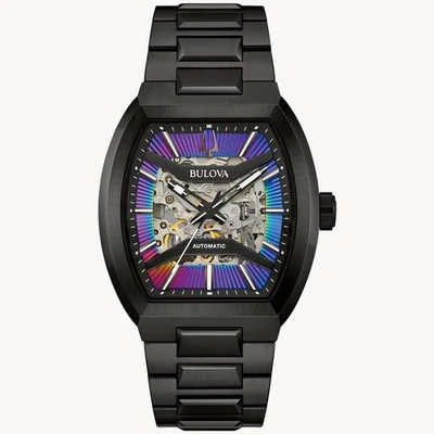 Bulova Maquina Automatic Skeleton Dial Black Stainless Steel Men's Watch 98A320 - Image 1 of 4