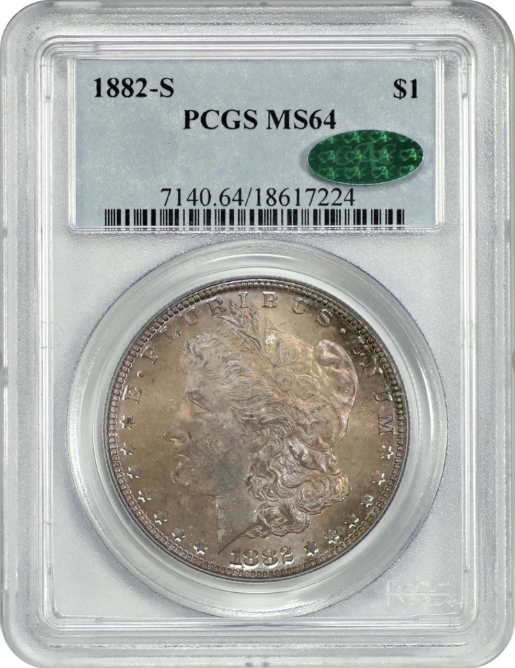 1882-S $1 Morgan Silver Dollar PCGS MS64 CAC Toned - Image 1 of 2