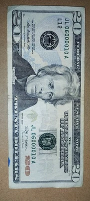 😎COOL😎 $20 Dollar Bills US Currency Fancy Repeater Serial Number 💥06000010💥  - Image 1 of 4