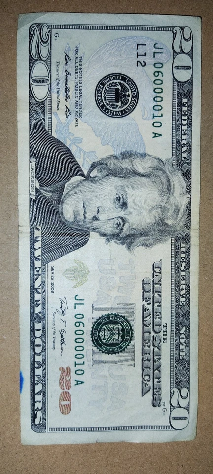 😎COOL😎 $20 Dollar Bills US Currency Fancy Repeater Serial Number 💥06000010💥  - Image 1 of 4