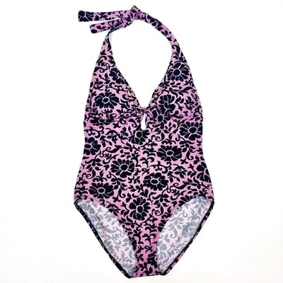 TOMMY BAHAMA One Piece Plunging Keyhole Neck Halter Swimsuit 10 - Image 1 of 4