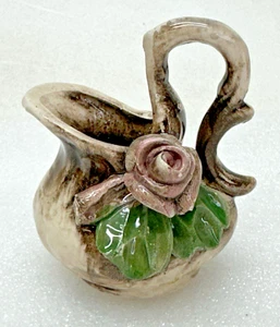 Nuova Capodimonte Rose Blumen Krug Miniatur klein 3" hoch - Bild 1 von 8