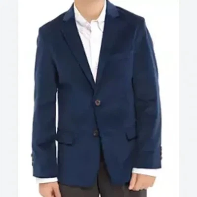 Chaqueta Blazer IZOD Chicos Pana Elastizada Azul Marino Dos Botones Preppy Iglesia Talla 16 Foto 1 de 4