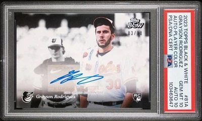 2023 Topps Black & White GRAYSON RODRIGUEZ Rookie Auto /10 PSA 10/10 Orioles - Image 1 of 4