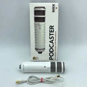 RODE Podcaster USB Broadcast Microphone White Studio Voiceover Streaming Tested - Picture 1 of 12