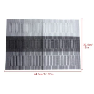 Progressive Shade Bamboo Strip Jacquard Weave PVC Placemat Dining Table Mat Pad - Picture 1 of 9