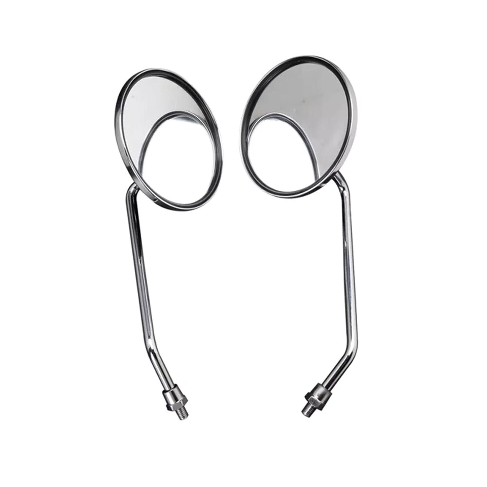 2 Universal Silver Round Motorcycle Mirrors -10MM FOR Honda Kawasaki Suzuki - Image 1 of 4