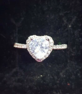 Ring Silber Sterling 925 Zirkonia Herzform Grösse EU 56 - Bild 1 von 7