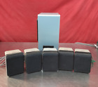 RCA Set of 5 Bookshelf Speakers w/ Subwoofer for Home Audio - Color Coded Wires